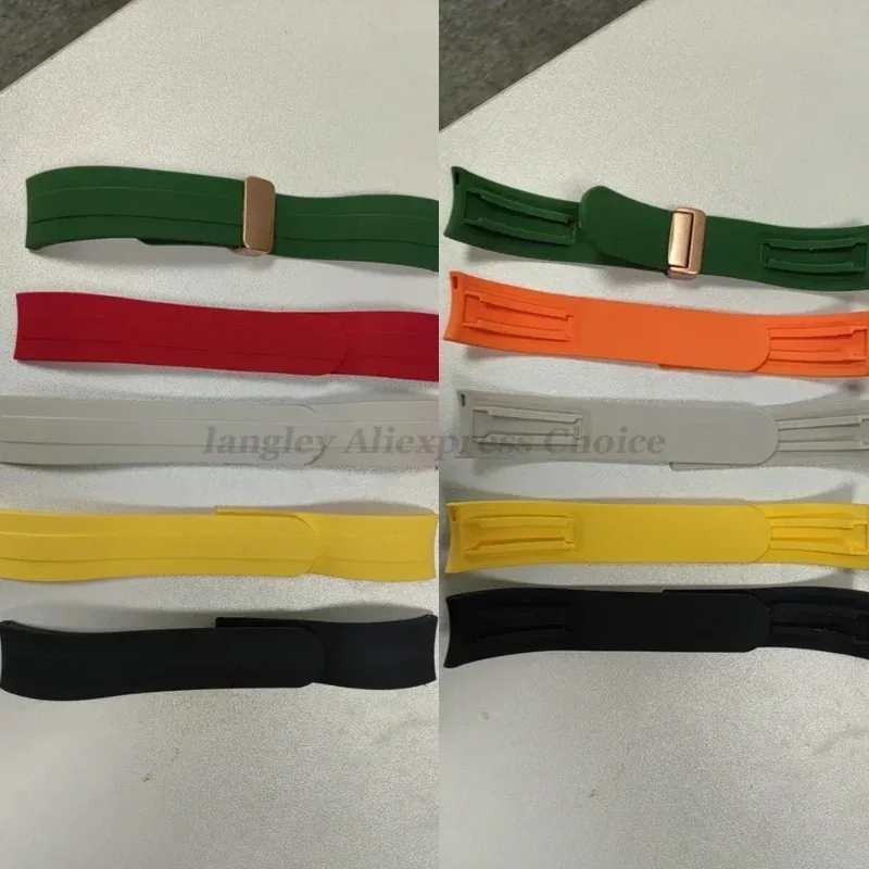 22 مللي متر حزام مطاطي ل رولكس الغواصة سيليكون حزام معدني المغناطيسي للطي مشبك الرجال سوار استبدال معصمه نهاية منحنية