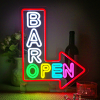 Bar Open Arrow Neon Sign Mix Color Led Neon Light Wall Hanging Decor for Shop Bar Cafe Party Bookstore Supermarket GYM