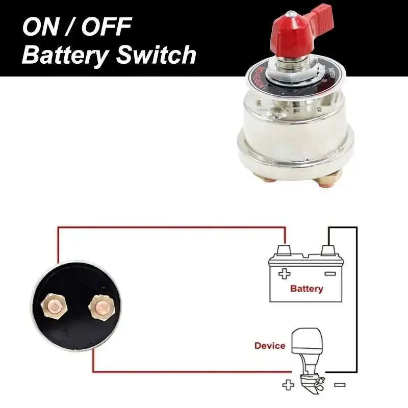 300A Red Handle Master Battery Disconnect ตัดปิด 2 โพสต์ SPST Kill Switch สําหรับรถยนต์