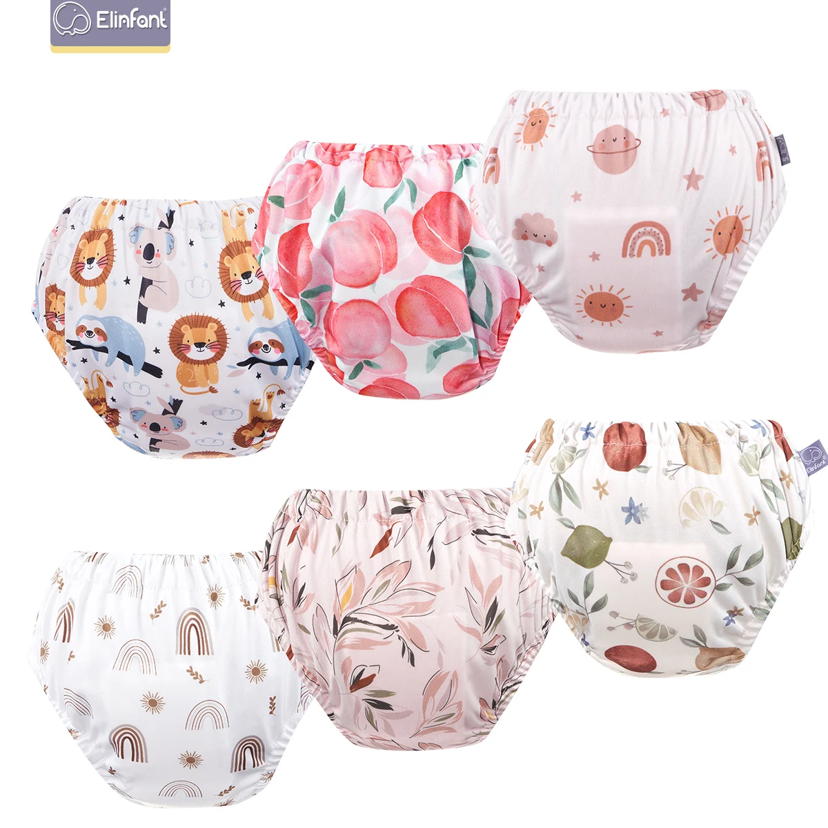 

Elinfant 1 Pcs Baby Training Pants Waterproof PUL Suede Cloth Inner Farbic Fashion Prints Washable Reusable Baby Diaper