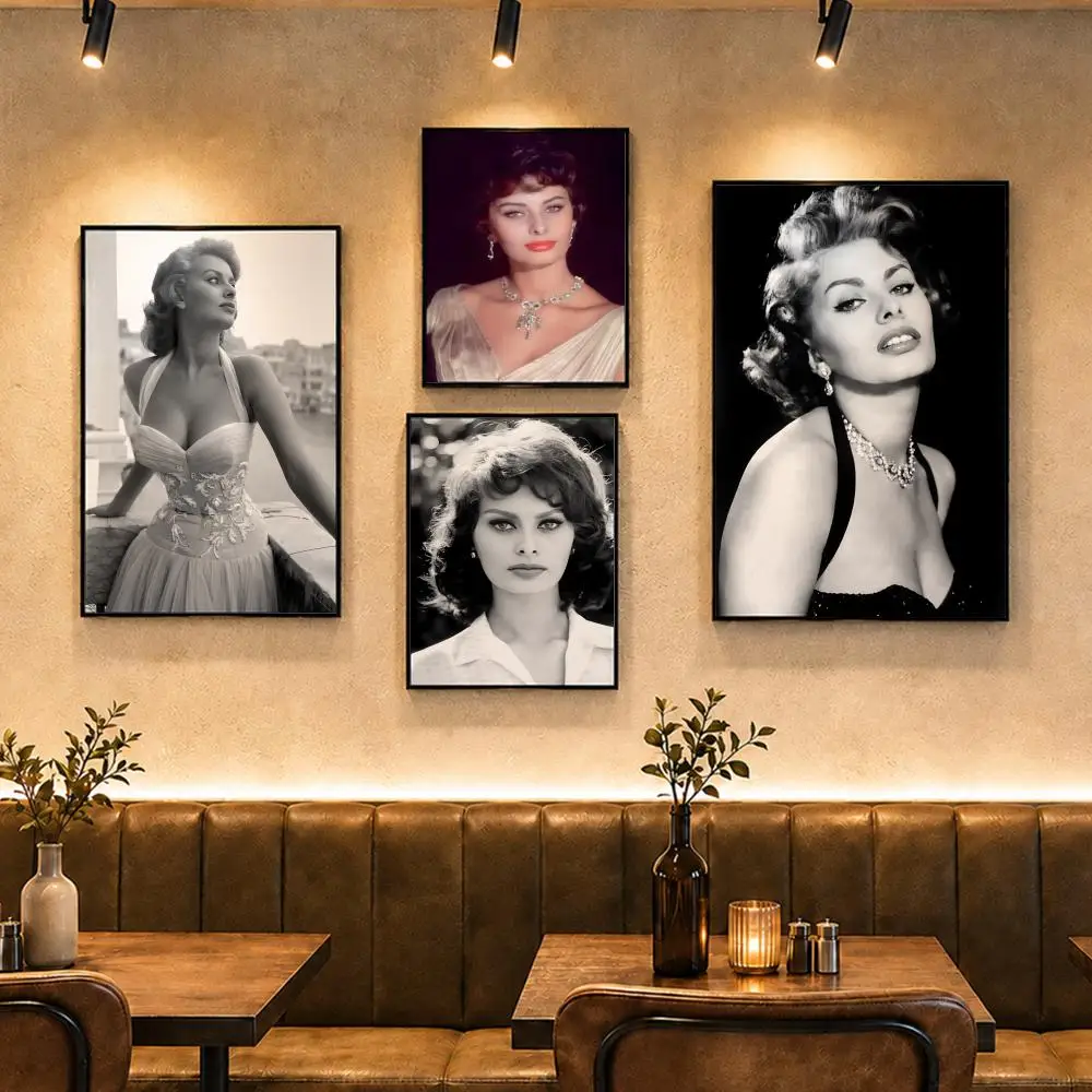 Classic Actress S-Sophia LorenS Poster Vintage Retro Anime Poster Stickers Peel and Stick Wall Art Home Decor