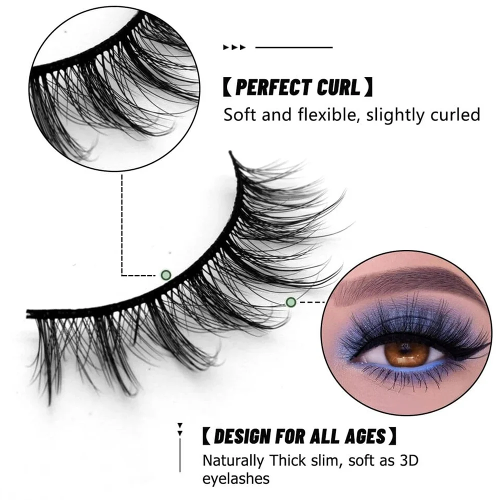 7 pairs of eyelashes 3D natural false eyelashes fluffy and soft cross comic eyelashes slim natural eyelash extension cosmetics