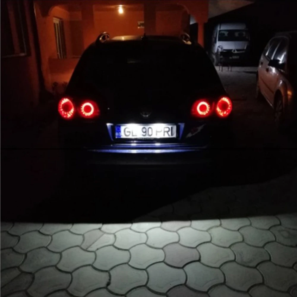 2pcs LED License Number Plate Light For VW Passat B5.5 B6 Transporter T5 Jetta Mk5 Touran MK1 Caddy Golf Plus Mk5 White CANbus