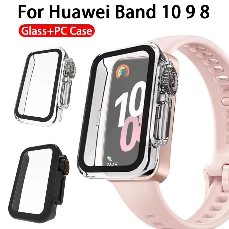 

For Huawei Band 8 9 10 Tempered Glass Case Shell Glass+PC Case For Huawei Band 10 9 8 Screen Protector Cover Change Ultra Bumpe