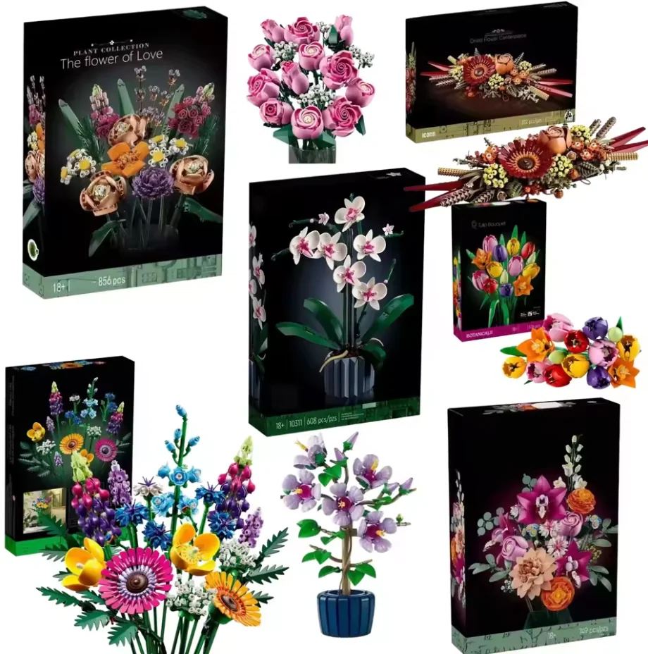 3D Artificial Flowers Rose Orchid Potted Plant DIY Home decorations Set Eternal Love Flower Bouquet Model Home Decor Party Gift