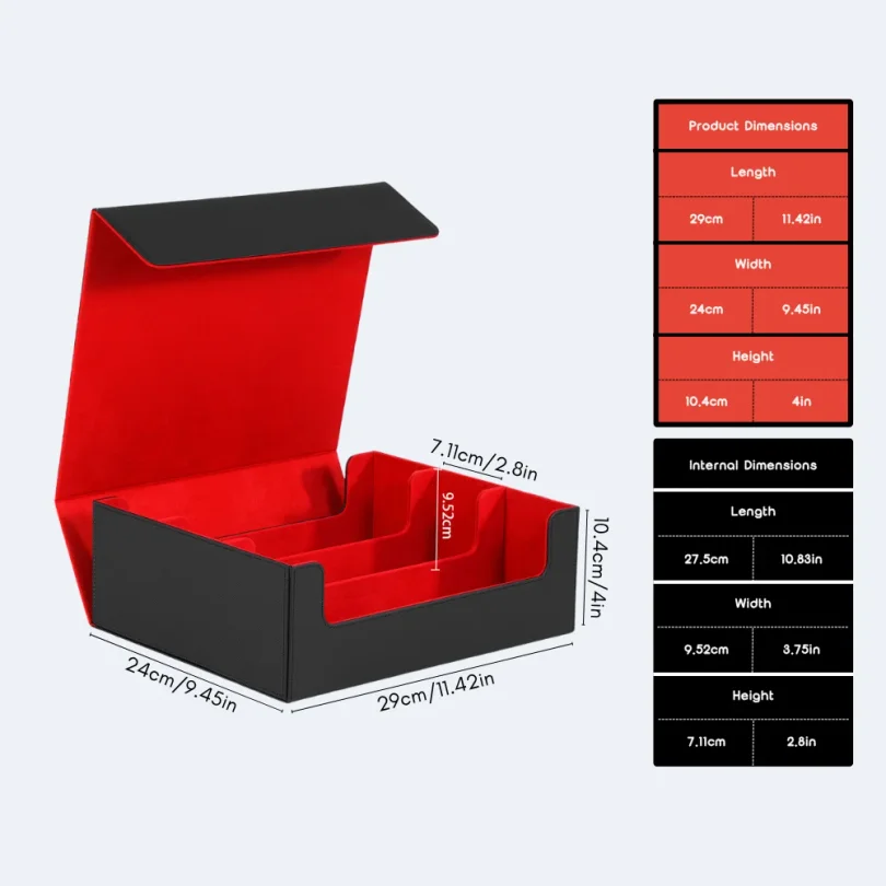 Trading Card Storage Box, 1800+ Sleeved Cards, Magnetic Closure PU Leather Deck Box for MTG Pokemon YuGiOh Sports Cards Organize view 6