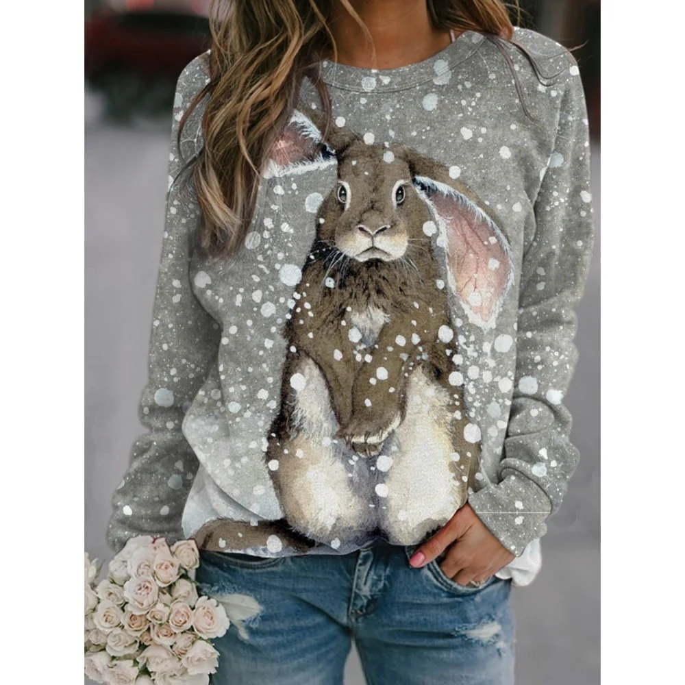 Animals Pattern Sweatshirts Animal 3D Print Hoodies Women Fashion Raglan Sleeve Oversized Pullovers Tops Female Clothing