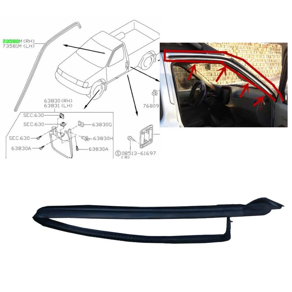

1 Pcs Front or Rear L or R Roof Rubber for D22 Pick Up Waterproof Door Seal Rain Protective Rubber 76842-2S410 2 or 4 Door