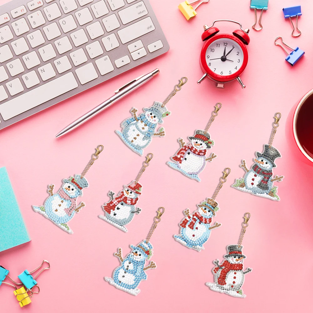 

8 шт., брелок специальной формы с алмазной живописью, двусторонний брелок со стразами, подвеска для взрослых и детей, кошелек, декор сумочки