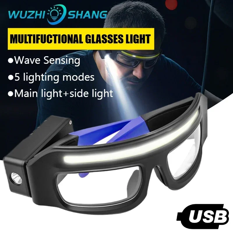 

Перезаряжаемые очки-фонарик SY5865 с управлением и двойным источником света, водонепроницаемые, регулируемые, для чтения, ремонта, бега