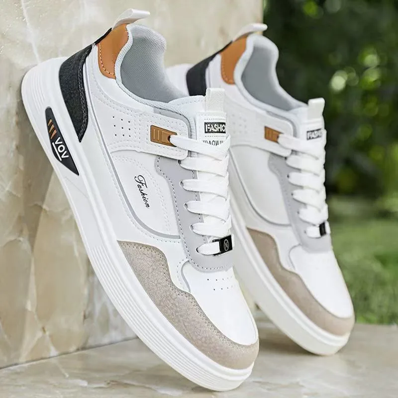 2026 Summer New Men's Leather Casual Shoes Breathable Sneakers Trendy Rubber Sole Lightweight Male Sport Tennis Shoes Masculino