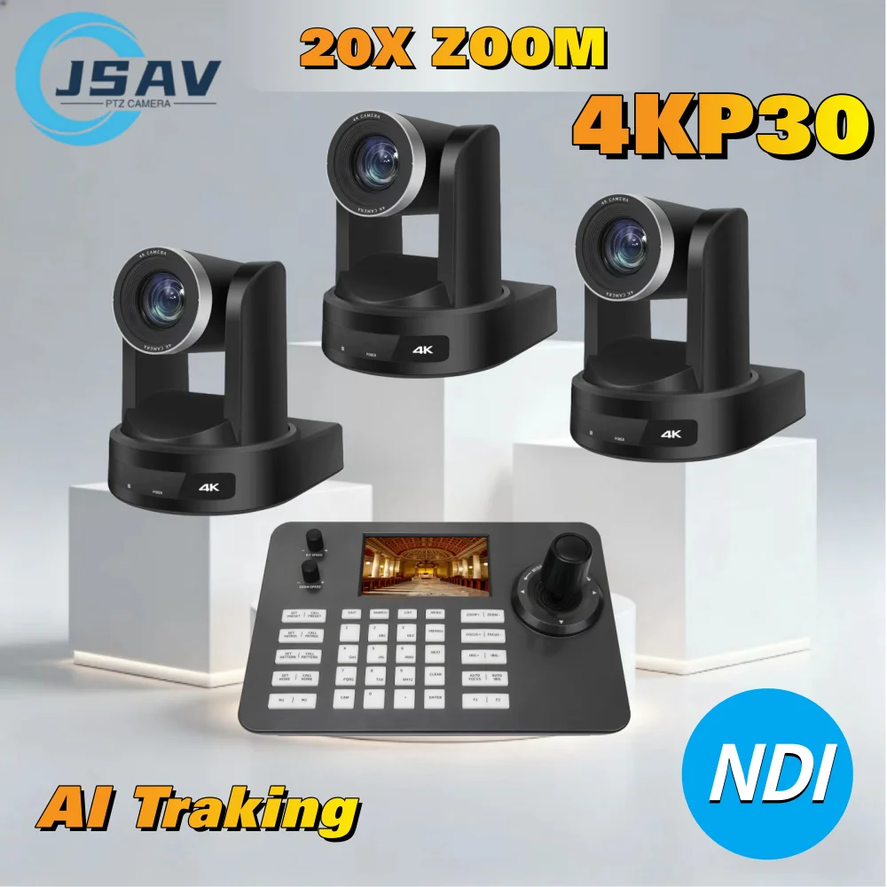 

4K NDI HX3 1pc-10pcs 20X Zoom SDI PTZ Camera HDMI POE USB Video Conference Camera for Church Business Meeting 1PC Controller Key