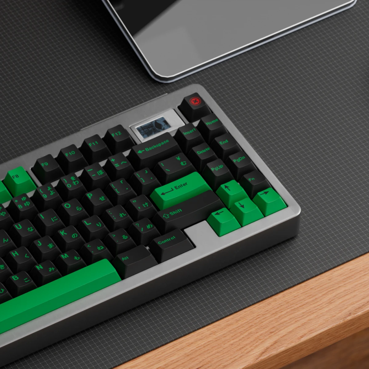 Minimalist Black Green Keycaps PBT Cherry Profile 1.7mm Thicknees Japanese Korean stroke for MX Switches Mechanical Keyboard