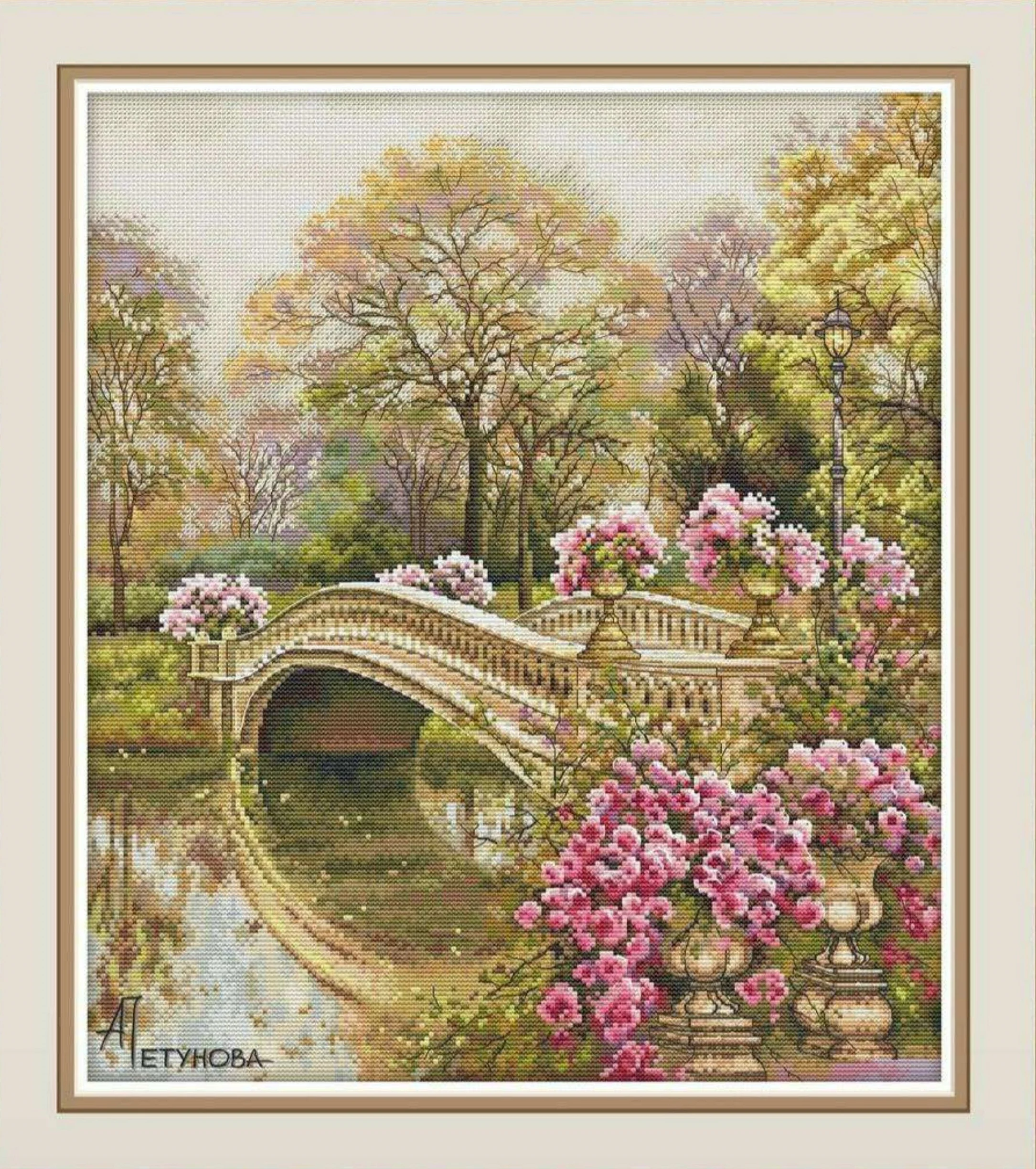 Cross Stitch Set Counted Cross Stitch Set,  Cross Stitch Kit  28ct 11ct 14ct 32ct Metallic aida 25- Flower Corridor Bridge 44-50