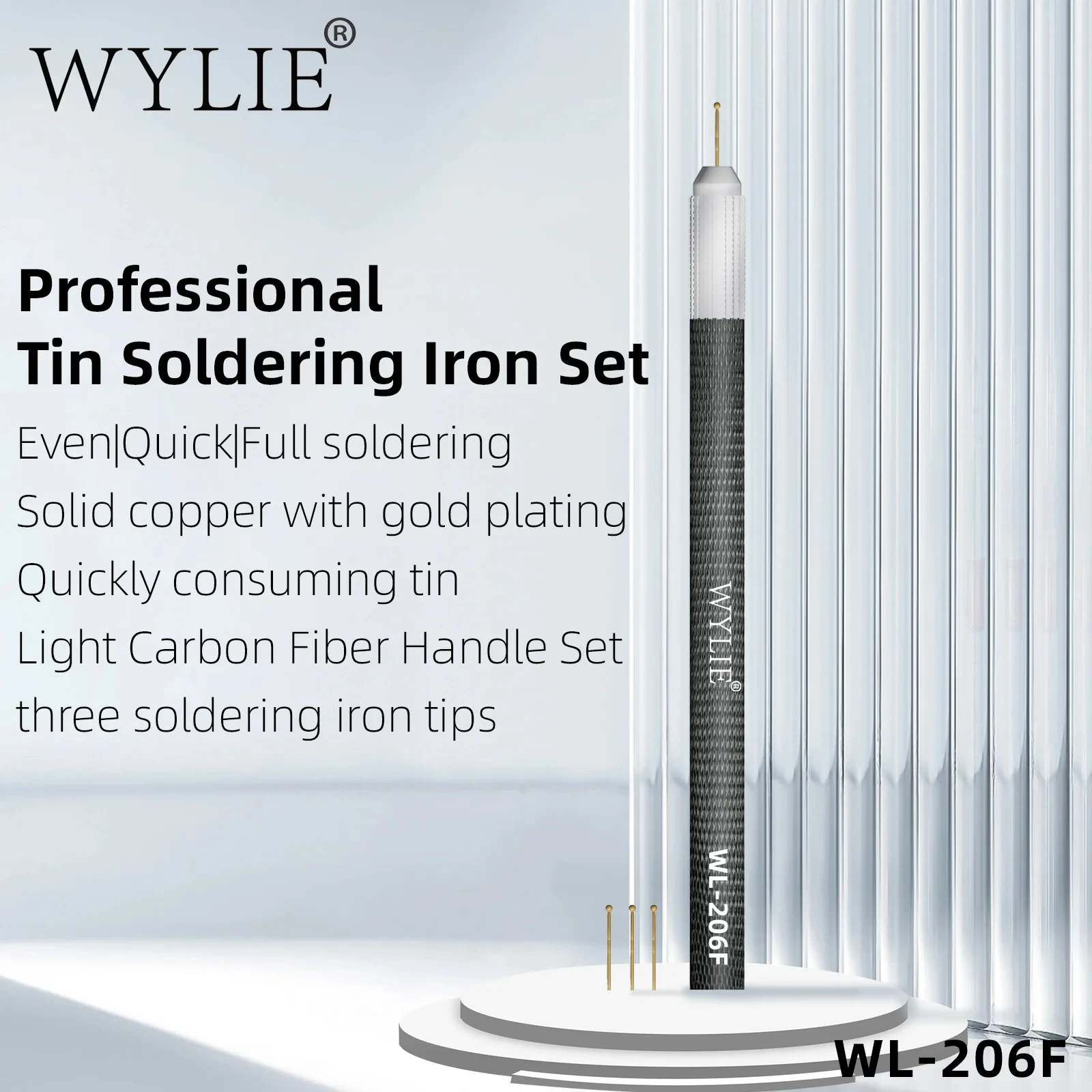 WYLIE WL206F Set di aghi per trascinamento in rame puro placcato oro con manico in fibra di carbonio per la riparazione di saldatura di precisione della scheda madre