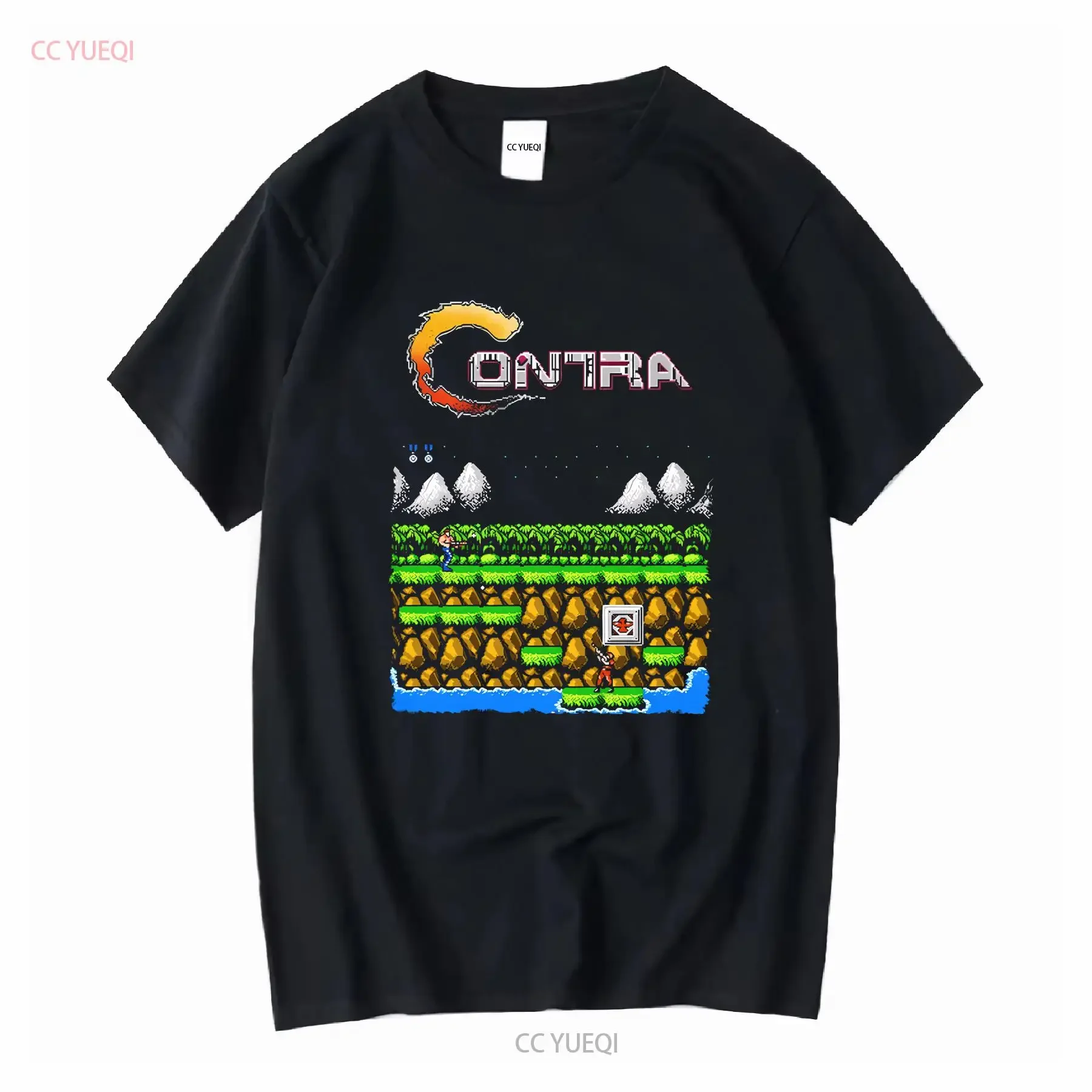 Contra gryzor stage 1 NES Famicom game 8 bit screen T Shirt Arcade classic vintage retro design all sizes vintage Washed Casual