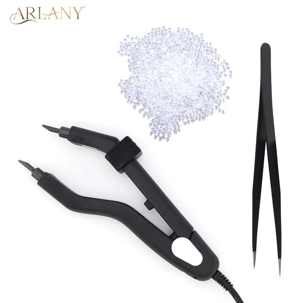 ARLANY-Black Heat Hair Connector Kit, Ferramenta de Extensões de Cabelo, Fusfashion Ferro com 100g Queratina Beads Pinça, Salon Barber Acessórios