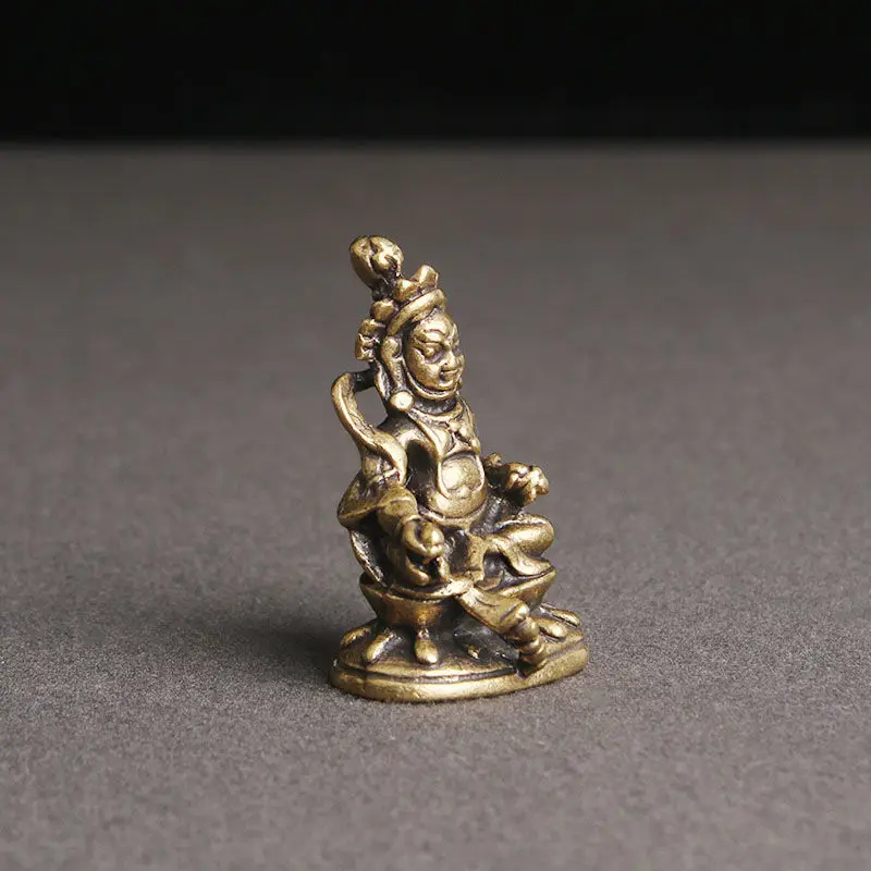 Solid Brass Yellow Jambhala Statue Tibetan Wealth God Figurine Desk Decor