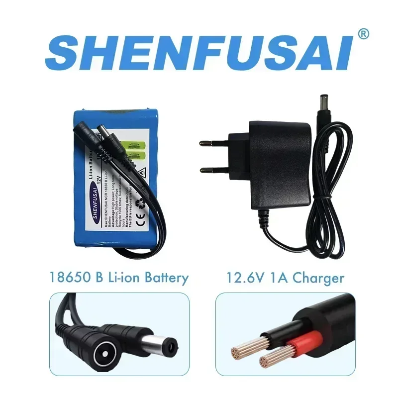 

Portable 3S2P 12V 60000mAh original lithium-ion battery DC 18650 + charger 12.6V rechargeable, CCTV, camera, monitor