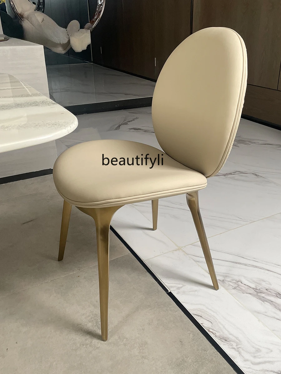 Italian Restaurant Dining Chair Light Luxury Imported PU Leather Living Room Dining Chair Private House Villa