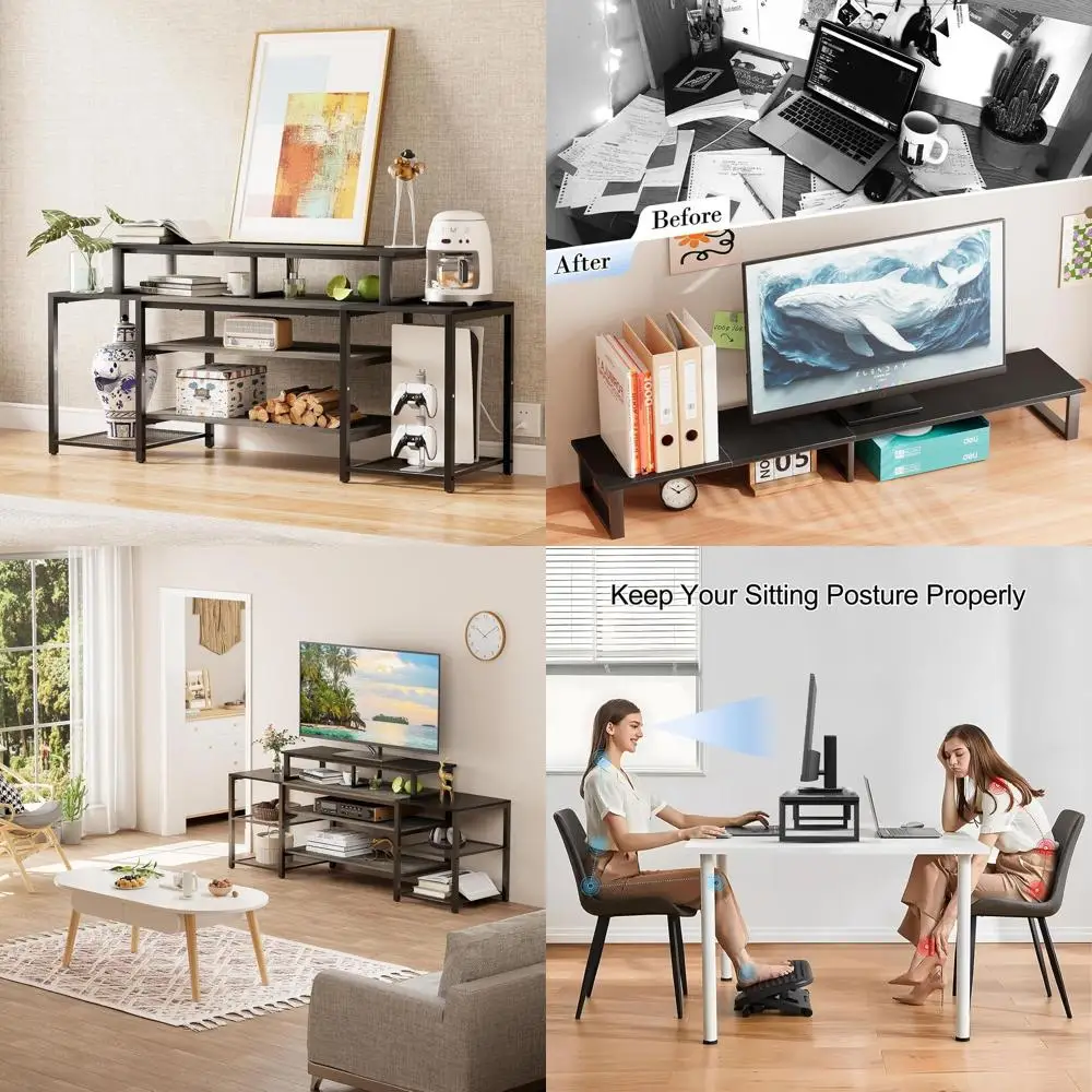 

Черная подставка для телевизора для телевизоров 32–60 дюймов, регулируемая полка для домашнего и офисного использования