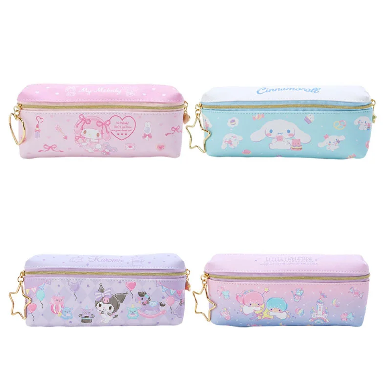 Cute Anime Melody Little Twin Stars Kuromi Cinnamoroll Cartoon Toys PU ad alta capacità Pen Bag Dolls Pencil Case Kids Learn Gift