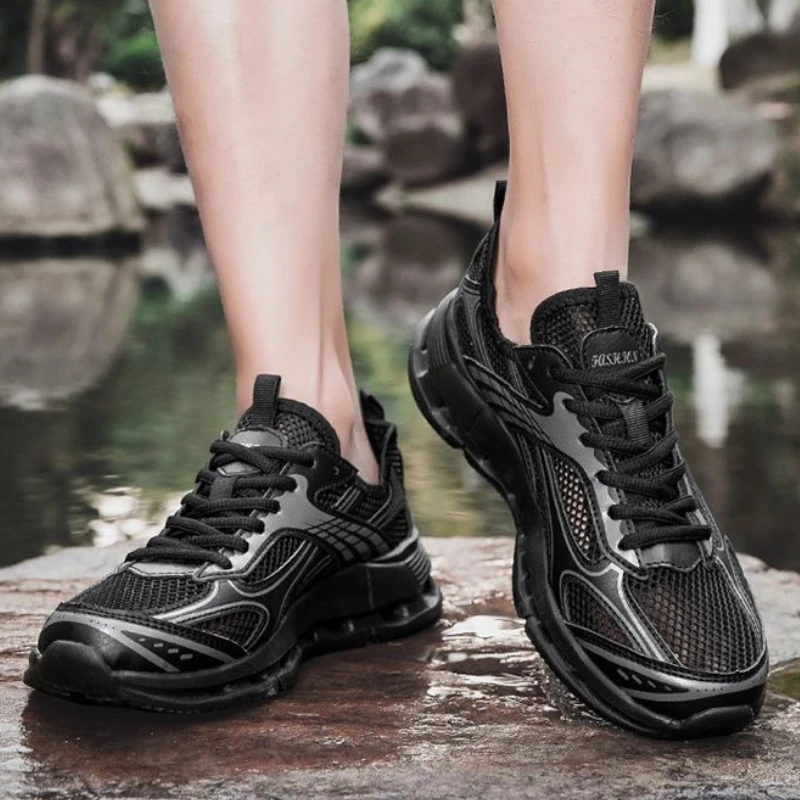 

Дышащая быстросохнущая мужская спортивная обувь с сетчатым верхом для бега без кожи, весенне-осенние простые мужские повседневные кроссовки для спортзала