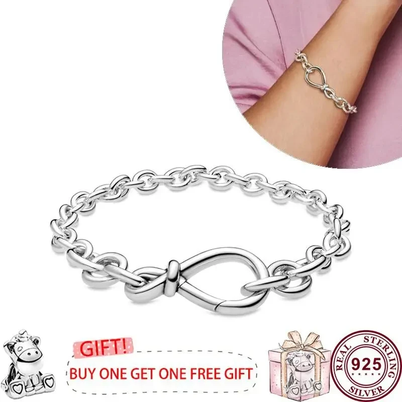 Hot Selling 925 Sterling Prachtige Eeuwige Liefde Hart Vrouwen Originele Logo Armband Voor Kraal Hanger Diy Charme Sieraden