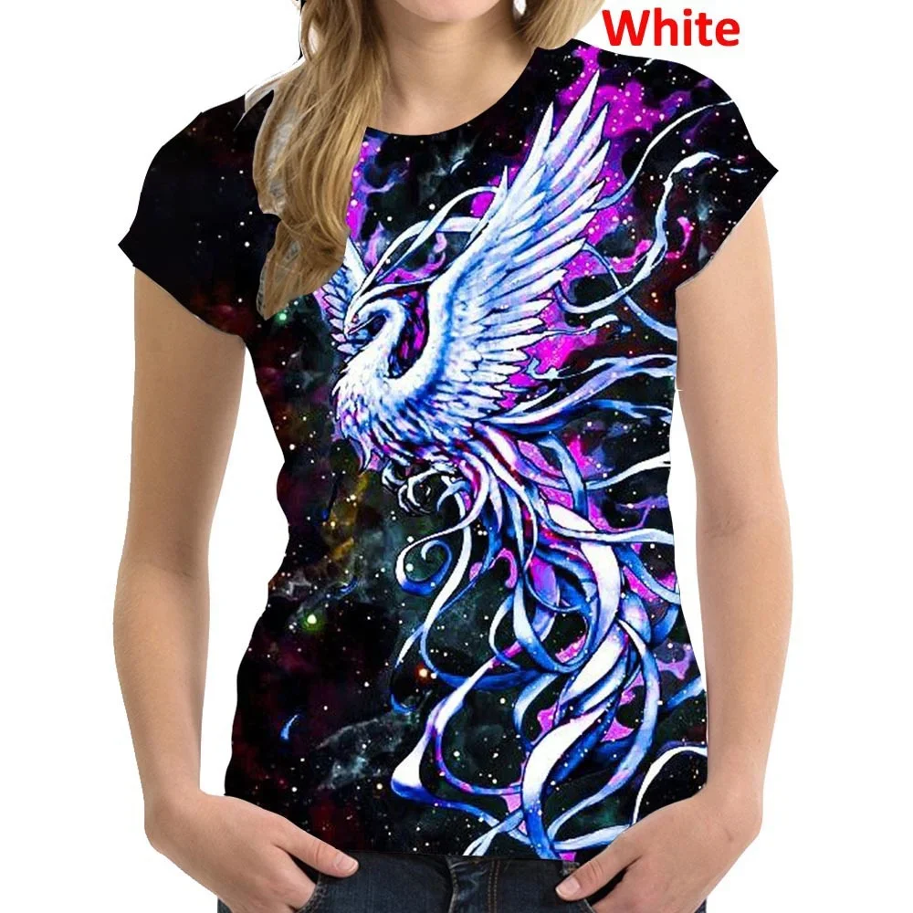 Summer New Women Casual Fire Phoenix/bird 3D Printed T Shirt Women Short Sleeves Tops T Shirt