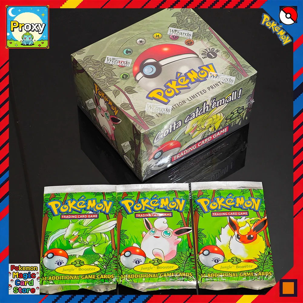 

Карты Покемон 1-го издания: Бустер «Джунгли» (фольгированные), 36 упаковок, PKM, прокси-карты, коллекционная карточная игра, настольная игра, карты Оддис и Мяут, игрушки