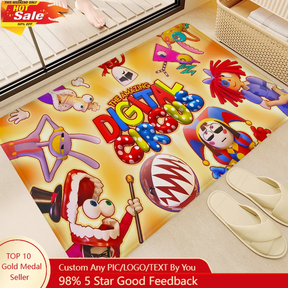 

THE A-AMAZING D-DIGITAL CIRCUS Cartoon Bathroom Mat Kids Room Bedroom Decoration Balcony Anti-Slip Doormat Living Room Bedside