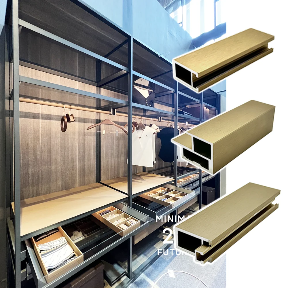 Modern Minimalist Foldable Adjustable Storage Wardrobe with Design Black Aluminum Alloy Wood for Bedroom Workshop Use