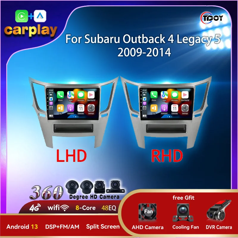 

Autoradio Carplay Android Auto Wireless For Subaru Outback Impreza Legacy 2009-2014 Car Radio Multimedia Automotive Video GPS 4G