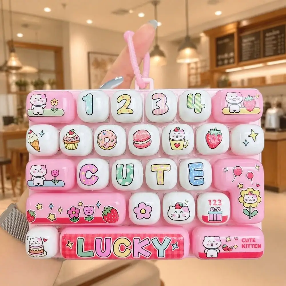 26 Key Decompression Button Creative Style Cute Design Mini Keyboard Pendant Bag Hanging Ornament Small Gift Keyboard Keychain