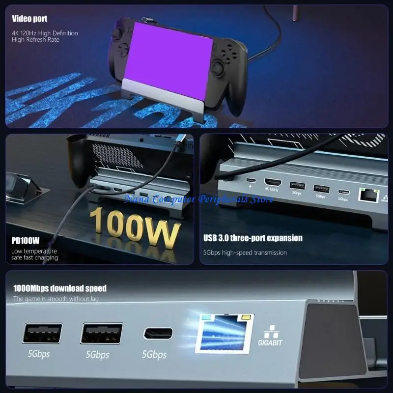 F68C Universal USB C Dock 4K 120Hz Video Output 3 USB Port For Gaming Devices