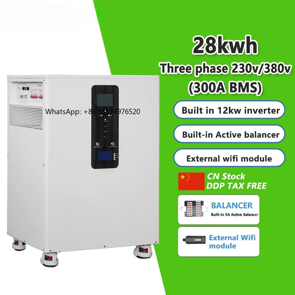 2026 PL-51.2V 28kWh 560Ah Built-in 12kW Inverter Three-phase 220V/380V Integrated Unit + 5A Active Balancer + WiFi Module + DDP