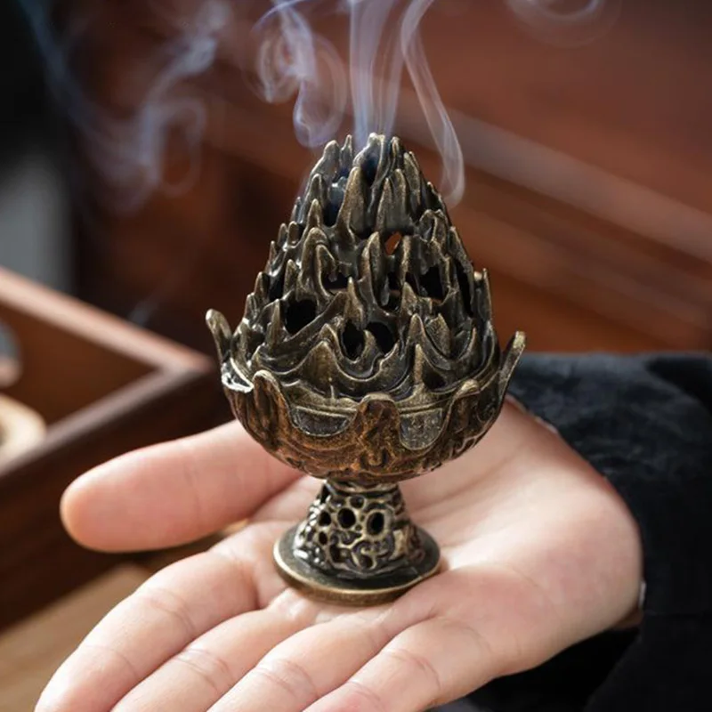 Alloy Incense Burner Tabletop Ornament Cone Sandalwood Stick Cense Holder Portable Small Thurible Home Burner Desk Decoration