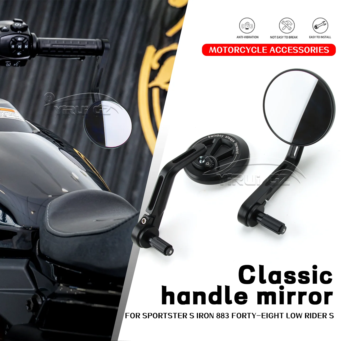 

Мотоциклетный задний вид для Harley-Davidson Sportster S Iron 883 883, Forty-Eight Low Rider S, руль, зеркала заднего вида, боковые зеркала