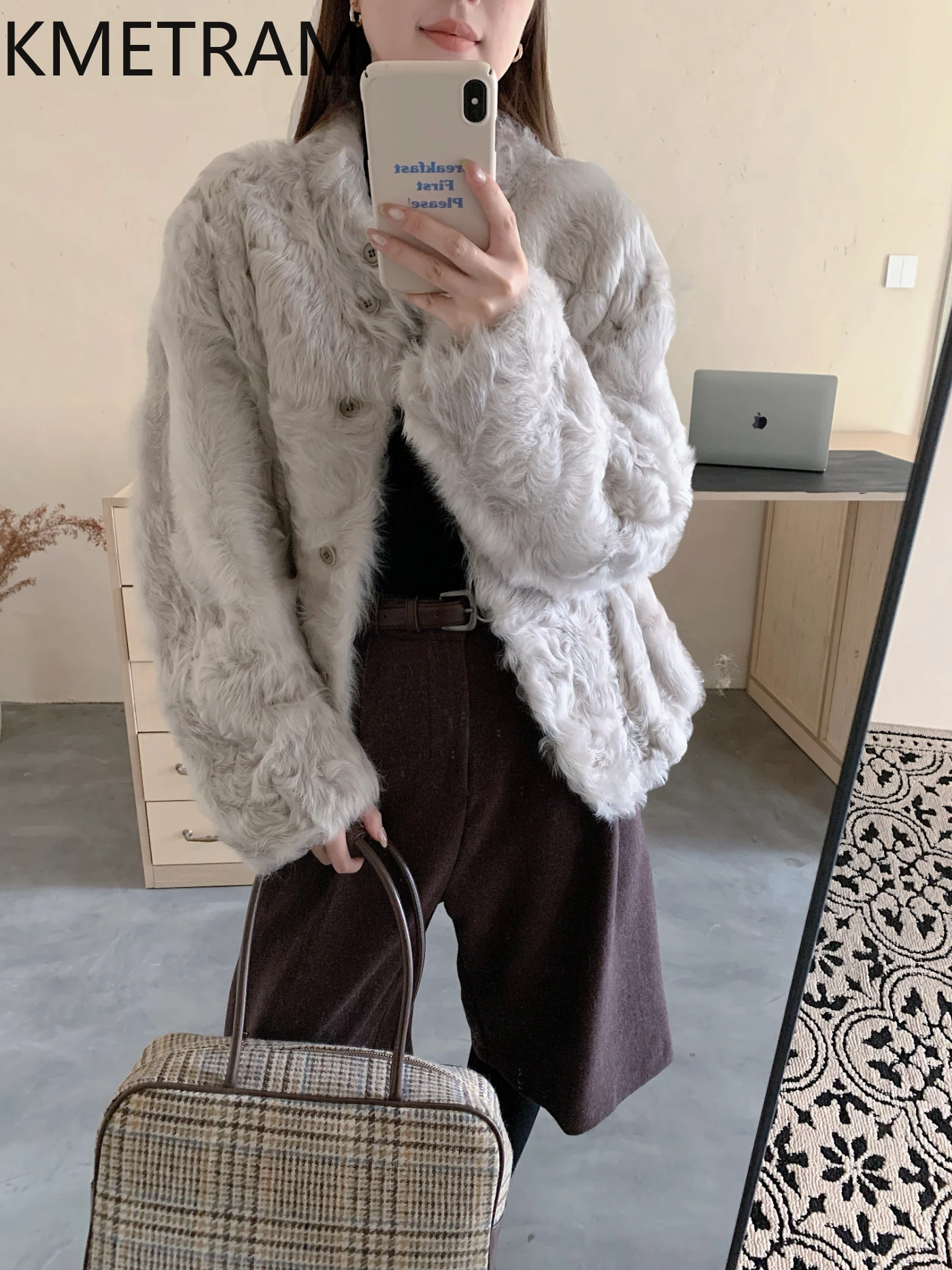 KMETRAM 100% Natural Xiaohu Wool Sheepskin Double Faced Fur Coat Luxury Long Real Fur Jacket Women Winter Clothing 2025 шуба