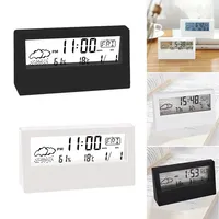 Digital Thermo-Hygrometer Clock Creative Weather Display Bedroom Electronic Alarm CLock  Desktop Clocks