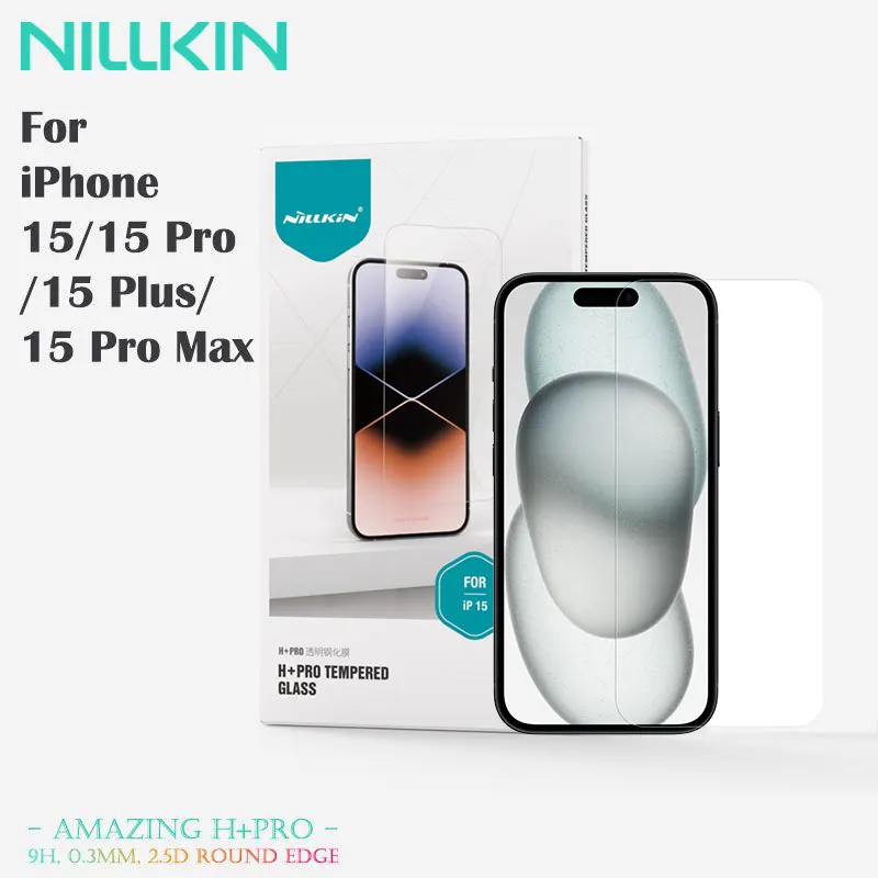 

NILLKIN Screen Protector for iPhone 15/15 Plus/15 Pro/15 Pro Max, Anti-Glare Coating, Anti-Fingerprint, 9H 2.5D Edging HD Film