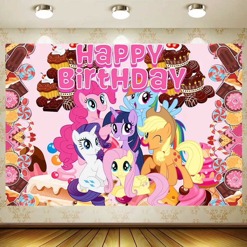 My Little Pony Backdrop Child pet Birthday Party Supplies Kid Decoration Wall Decor Customized Baby Shower Vinyl Background