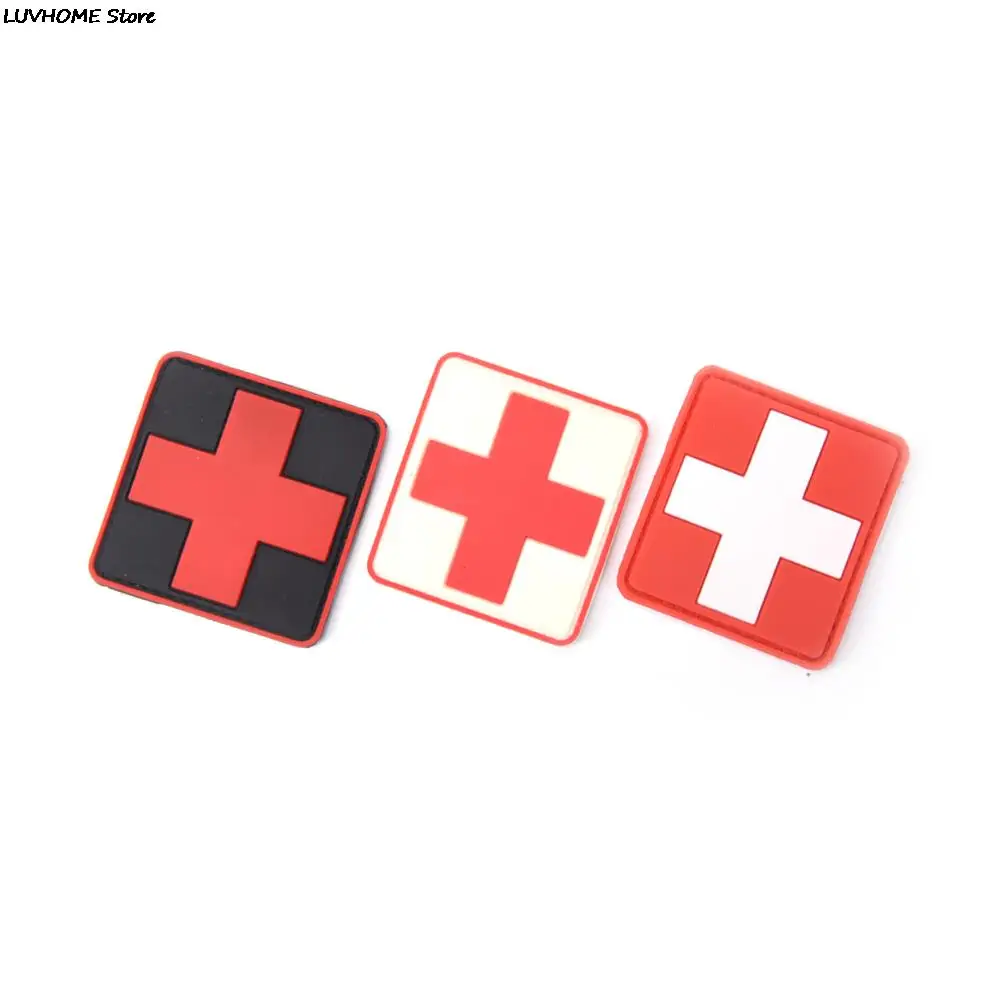 3D PVC Rubber Red Cross Flag Of Switzerland Swiss Cross Patch Medic Paramedic Tactical Morale Badge