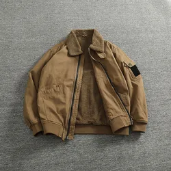 Cargo cotton coat coat imitation lamb velvet warm inside loose men's vintage bomber jacket top trend