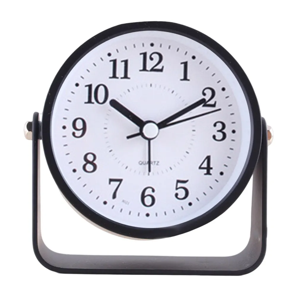 Elegant Small Alarm Clock in Metal Frame with Clear Numbers Perfect for Bedside Table or Travel Use Compact Size