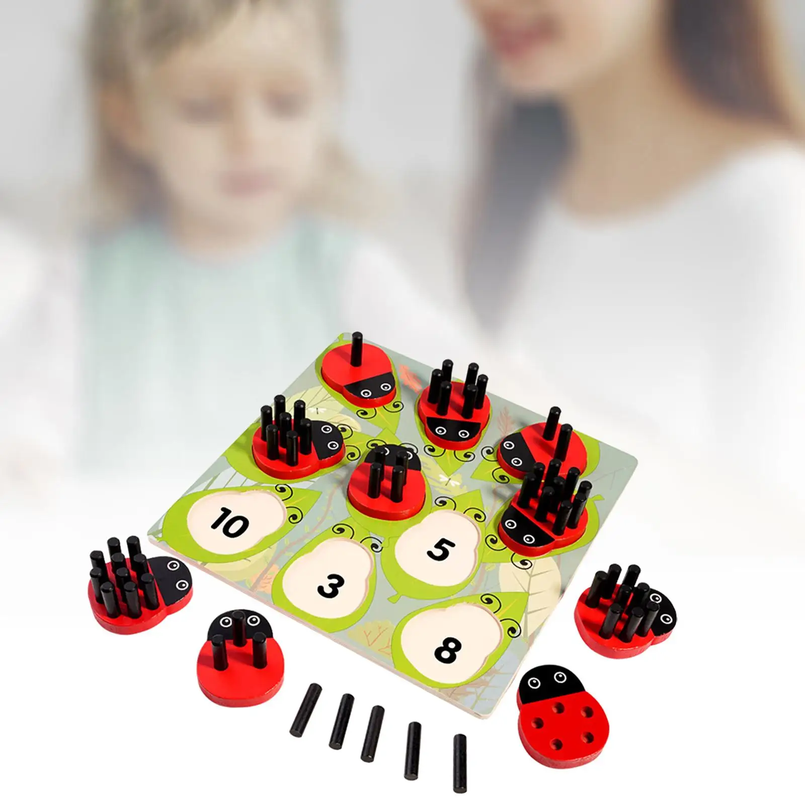 Wooden Ladybug Counting Toy Number Matching Toy Set for Toddlers Boys Girls