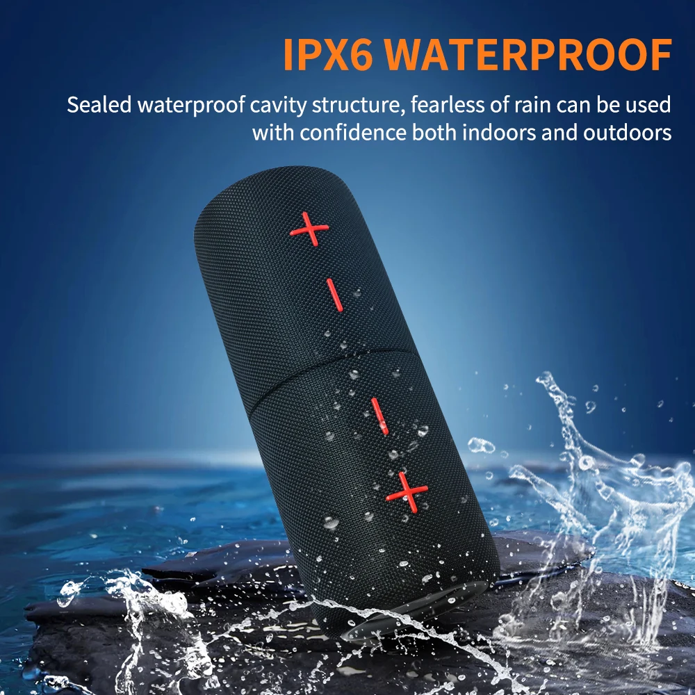 2 in 1 Portable Split 40W Wireless Speaker, IPX6 Waterproof Portable Dual Speaker with RGB Lights TWS Pairing for Outdoor, Home