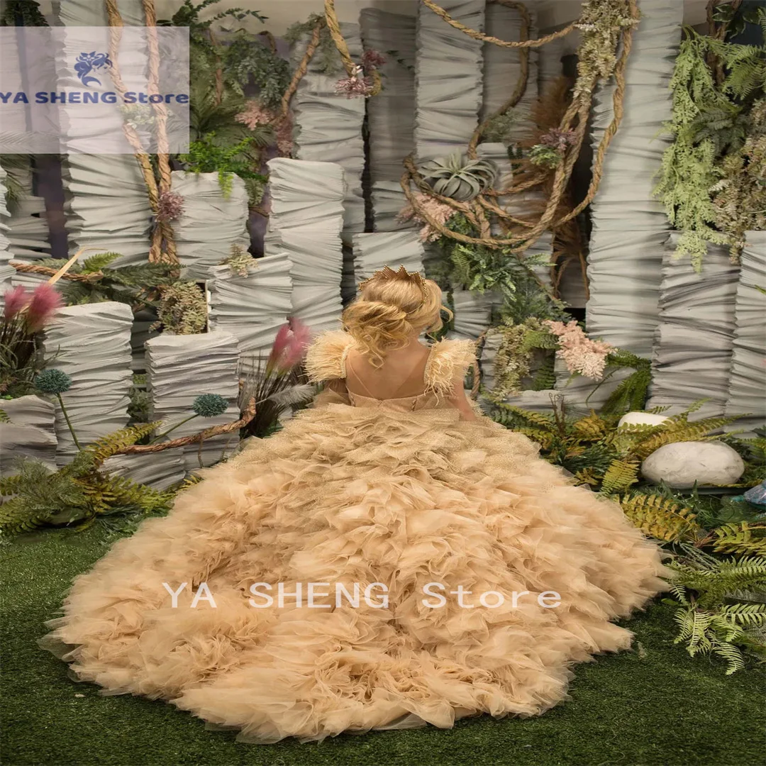 فستان الأميرة للفتيات ، فستان دانتيل منتفخ مع الأكمام ، لطيف ، لحفلة عيد ميلاد ، الزفاف