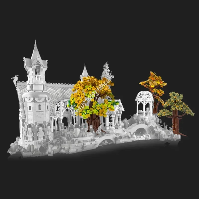 

958 шт. Rivendell-Lusher Trees, модульная модель на заказ, Moc, строительный блок, сделай сам, креативная сборка, развивающие кирпичи, игрушки, подарок для ребенка