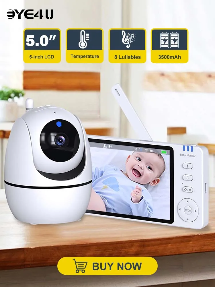 5-calowa niania wideo z kamerą Zoom PTZ Babyphone Cam ochrona bezpieczeństwa kamery monitorujące czujnik temperatury kołysanka — zdjęcie 2